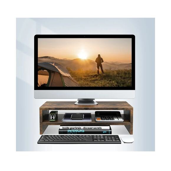 Monitor Stand Riser, 2 Tiers  with Storage Organizer for Home Office(Rust Brown) - Picture 2 of 4